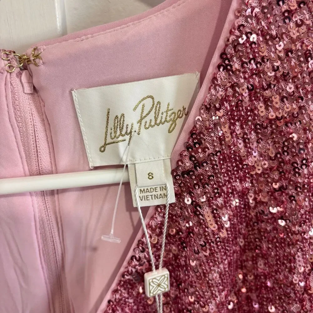 Lilly Pulitzer Estrella Sequin Dress Conch Shell Pink NWT - Picture 8 of 12